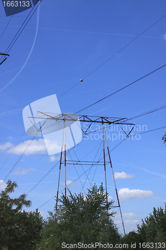 Image of electric pylon, high voltage line