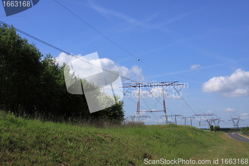 Image of electric pylon, high voltage line