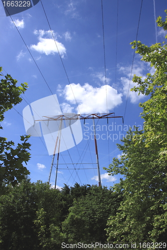 Image of electric pylon, high voltage line