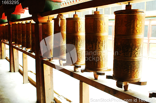 Image of Tibetan prayer wheels