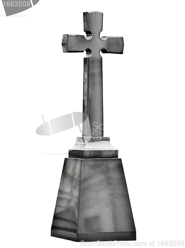 Image of Grey stone cross monument isolated on white