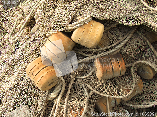 Image of old fishing nets closeup