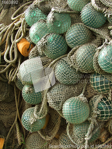 Image of glass float, old fishing nets