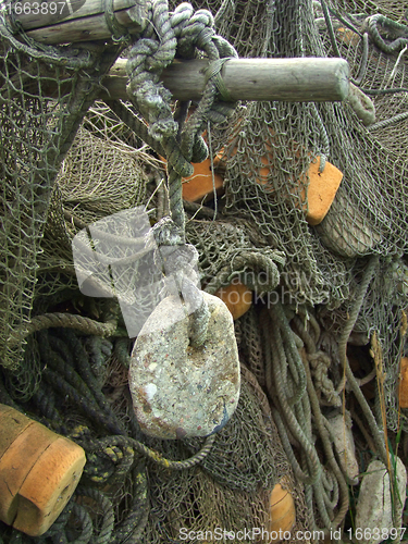 Image of old fishing nets closeup