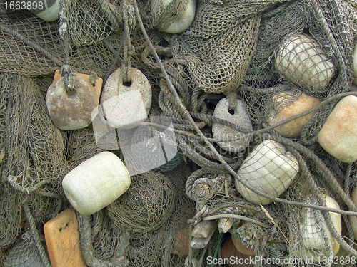 Image of glass float, old fishing nets
