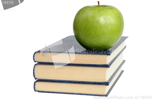 Image of Books and Green Apple