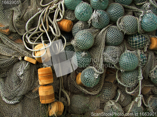 Image of glass float, old fishing nets