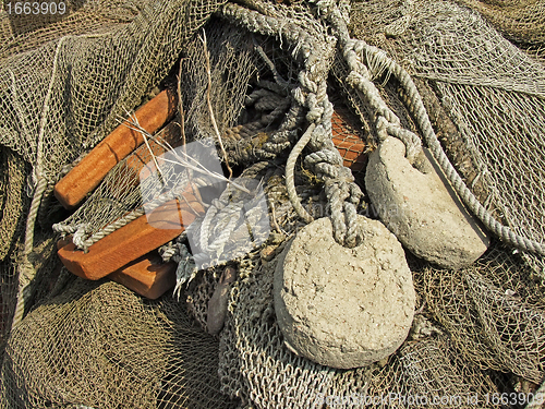 Image of old fishing nets closeup