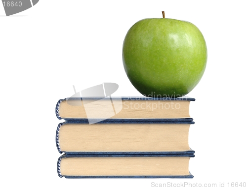 Image of Books and Green Apple