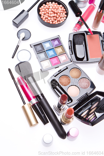 Image of set of cosmetic makeup products