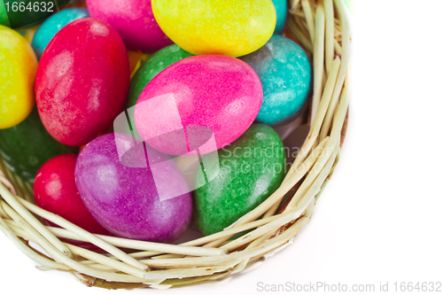 Image of colorful easter eggs in basket