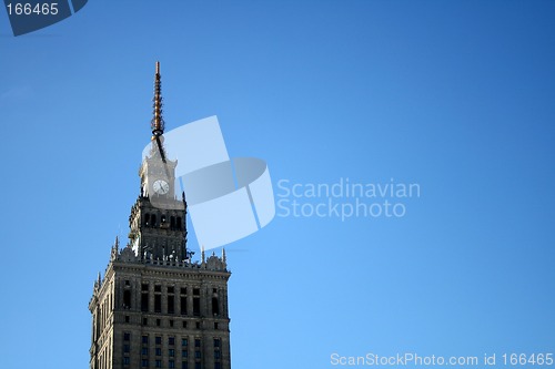 Image of Clock tower in Warsaw - right copyspace