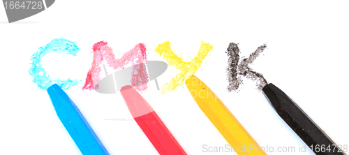 Image of Sign of the CMYK from pastel crayons