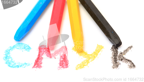 Image of Sign of the CMYK from pastel crayons