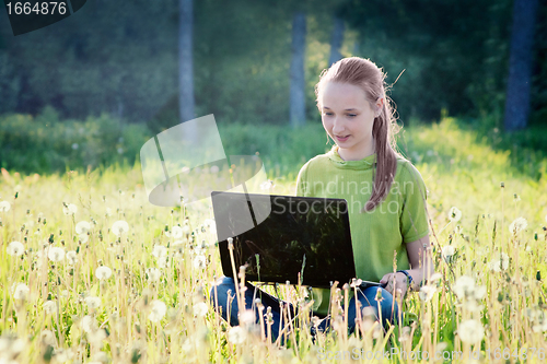 Image of Girl with computer 