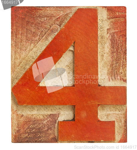 Image of number four - letterpress wood type