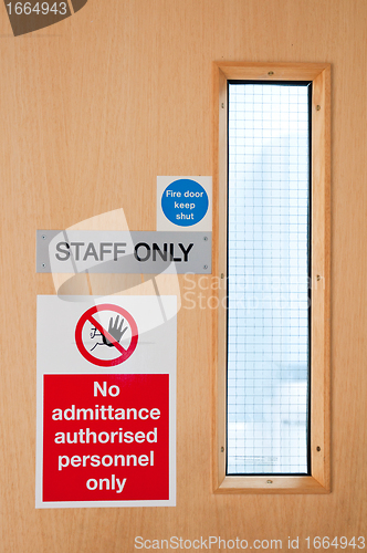 Image of Staff only signs at laboratory