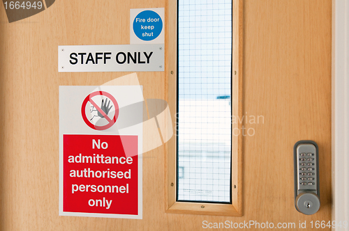 Image of Staff only signs at laboratory