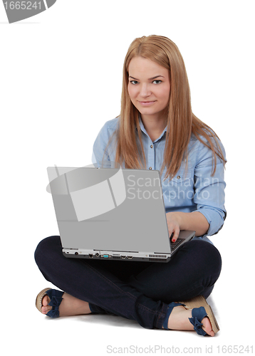 Image of Young woman with a laptop