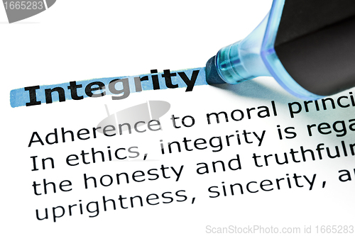 Image of Integrity highlighted in blue