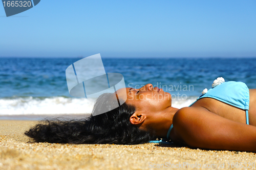 Image of Woman Sun Tanning