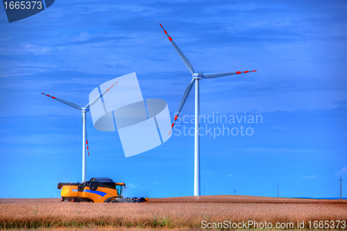 Image of Modern agriculture, wind turbines