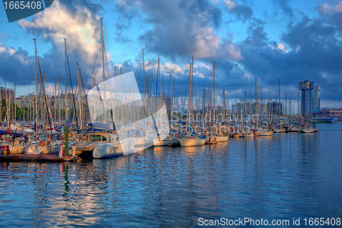 Image of Boats in the harbor of Barcelona