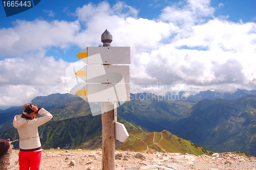 Image of Mountains landscape and signpost