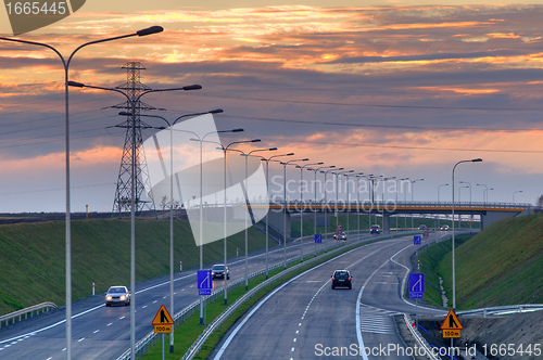 Image of Highway at sunset