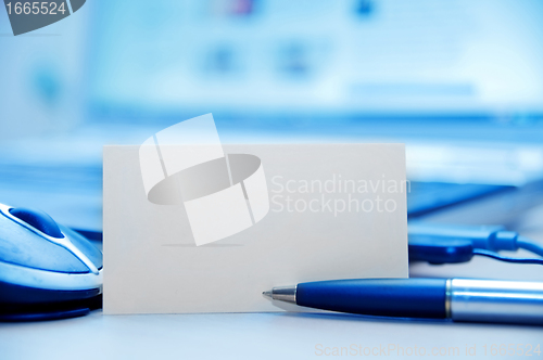 Image of Business workplace and blank card