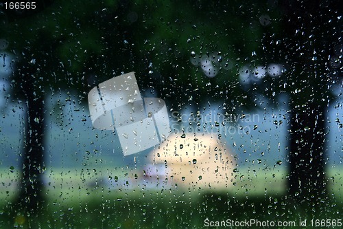 Image of Rain drops on window glass