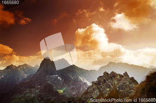 Image of Mountains sunset landscape