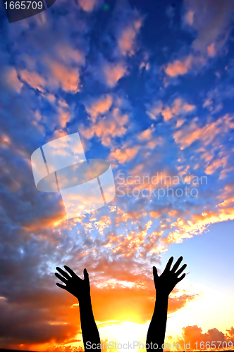 Image of Hands up to the sky showing happiness