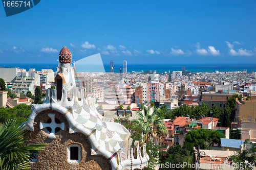 Image of Park Guell, view on Barcelona, Spain