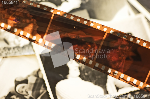 Image of Old film strip and photos background