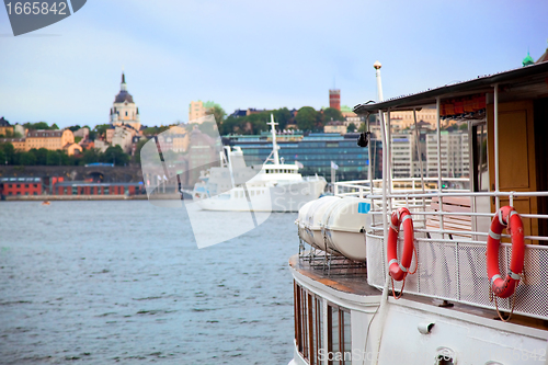 Image of Stockholm, Sweden in Europe. Ship and architecture