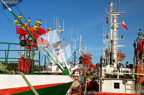 Image of Ships close up in a harbor