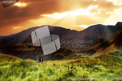 Image of Mountains sunset landscape