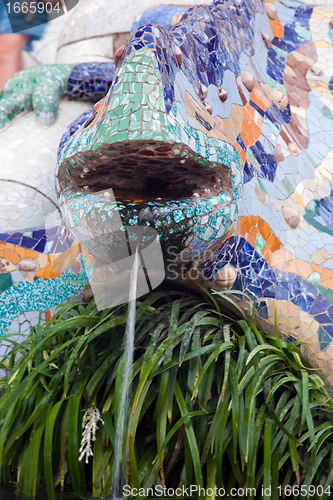 Image of Park Guell, view on Barcelona, Spain