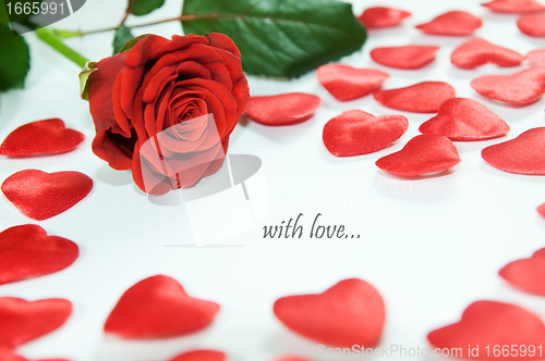 Image of Red rose and little hearts