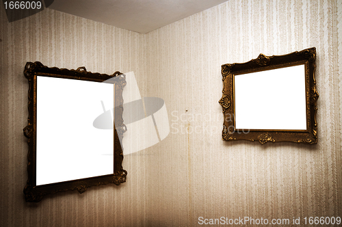 Image of Old frames on retro wall