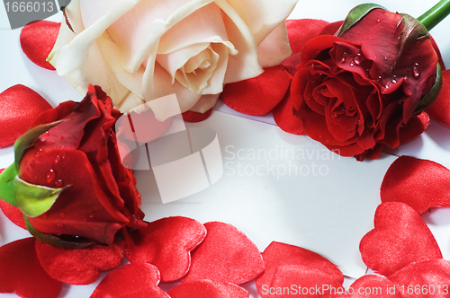 Image of Love message, roses and hearts confetti