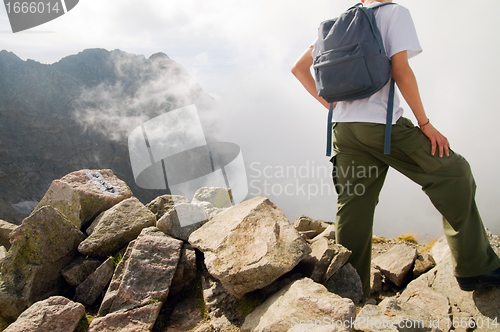 Image of Active tourist in mountains