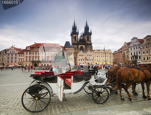 Image of Prague old city square, Tyn Church