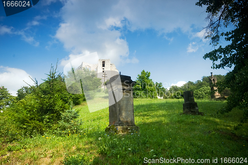 Image of Ruins of old castle and cemetary.