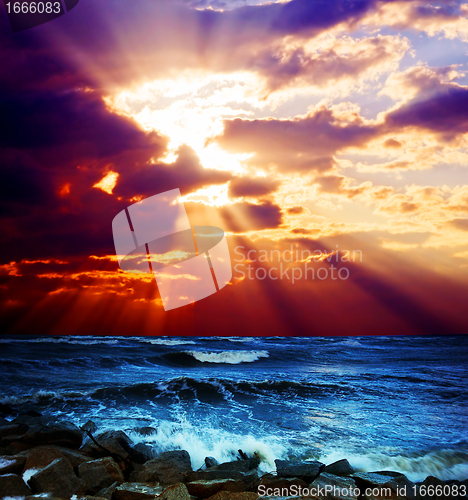Image of Surrealistic sunset seascape