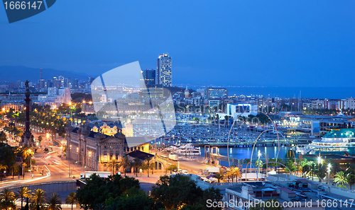 Image of Barcelona, Spain skyline at night