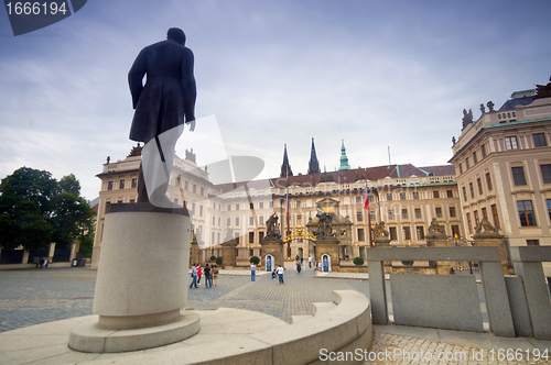 Image of Jan Masaryk monument at Prague's castle,