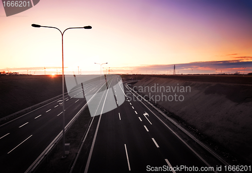 Image of Highway at sunset