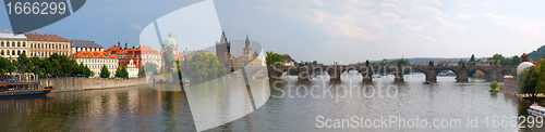 Image of Prague panorama, Charles Bridge.